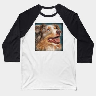 Painting of a Beautiful Australian Shepherd Smiling Baseball T-Shirt